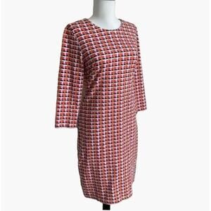 J McLaughlin Red Marseilles Geo Catalina Cloth Sophia Shift Dress Size Medium Cr